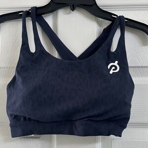 Peloton Women's Blue and Black Leopard print Bra size L